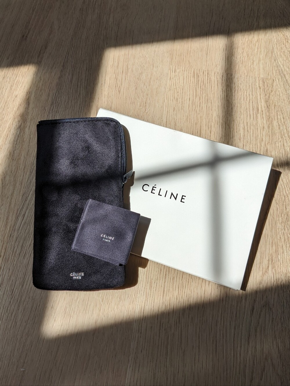 Celine Black Zippered Eyeglass Case/Pouch for Glasses